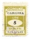 Marca da Bollo del Comune di CARONIA su Carta Bianca di dimensioni 18,5 x 25 mm