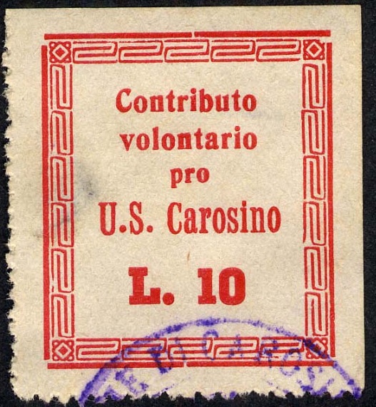 Marca da Bollo del Comune di CAROSINO su Carta Bianca di dimensioni 23 x 28 mm