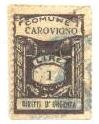 Marca da Bollo del Comune di CAROVIGNO su Carta Bianca di dimensioni 20 x 28 mm