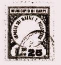 Marca da Bollo del Comune di CARPI su Carta Bianca di dimensioni 20,5 x 26,5 mm