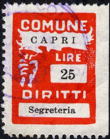 Marca da Bollo del Comune di CARPI su Carta Bianca Sottile di dimensioni 18,5 x 26 mm