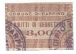 Marca da Bollo del Comune di CARPINO su Carta Bianca di dimensioni 39 x 22 mm
