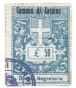 Marca da Bollo del Comune di CARPINO su Carta Bianca di dimensioni 27,5 x 37 mm