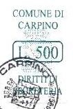 Marca da Bollo del Comune di CARPINO su Carta Bianca di dimensioni 17,5 x 29,5 mm