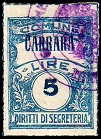 Marca da Bollo del Comune di CARRARA su Carta Bianca Sottile di dimensioni 22,5 x 29 mm