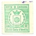Marca da Bollo del Comune di CARRARA su Carta Bianca di dimensioni 20,5 x 23 mm