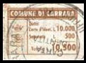Marca da Bollo del Comune di CARRARA su Carta Bianca di dimensioni 25 x 17 mm
