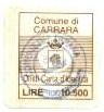 Marca da Bollo del Comune di CARRARA su Carta Bianca di dimensioni 17 x 20 mm