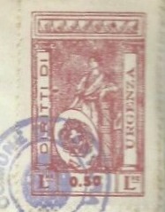 Marca da Bollo del Comune di CARTURA su Carta Bianca di dimensioni 21 X 33,5 mm