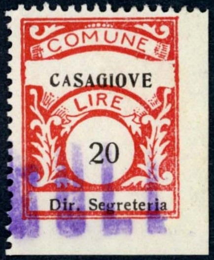 Marca da Bollo del Comune di CASAGIOVE su Carta Bianca di dimensioni 23 x 29 mm