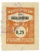 Marca da Bollo del Comune di CASALBORDINO su Carta Bianca Sottile di dimensioni 22,5 x 29,5 mm