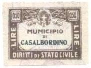 Marca da Bollo del Comune di CASALBORDINO su Carta Bianca di dimensioni 35,5 x 25 mm