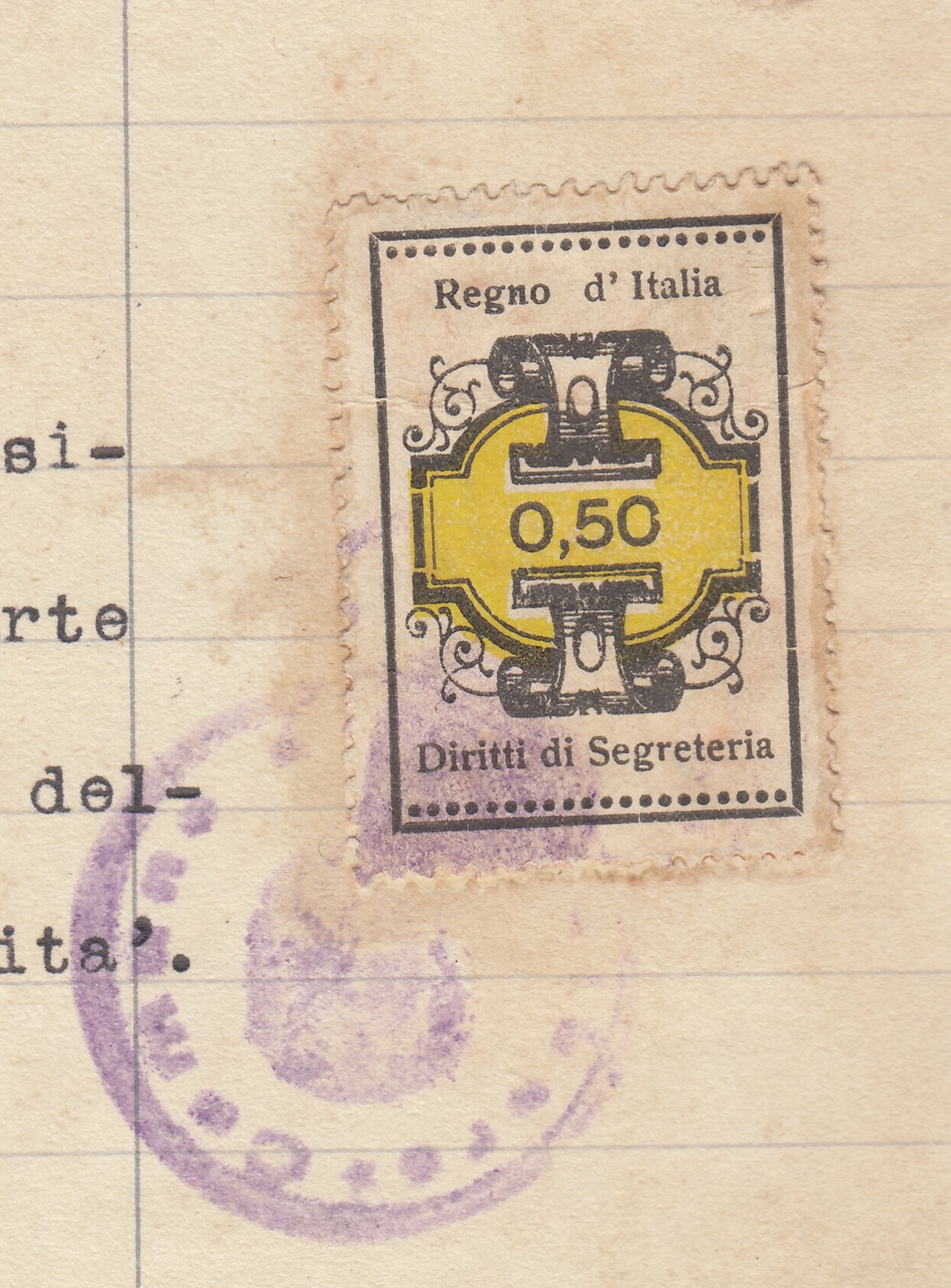 Marca da Bollo del Comune di CASALBORE su Carta Bianca di dimensioni 21 x 29 mm