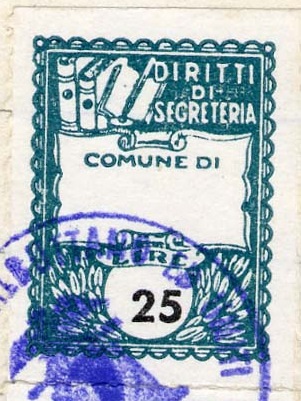 Marca da Bollo del Comune di CASALBUTTANO ED UNITI su Carta Bianca di dimensioni 22 x 29 mm