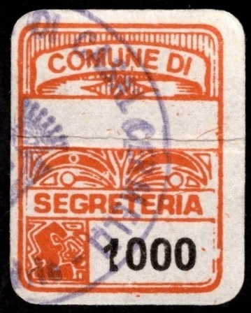 Marca da Bollo del Comune di CASAL CERMELLI su Carta Bianca di dimensioni 16 x 22 mm