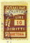 Marca da Bollo del Comune di CASALDUNI su Carta Bianca di dimensioni 18,5 x 25 mm