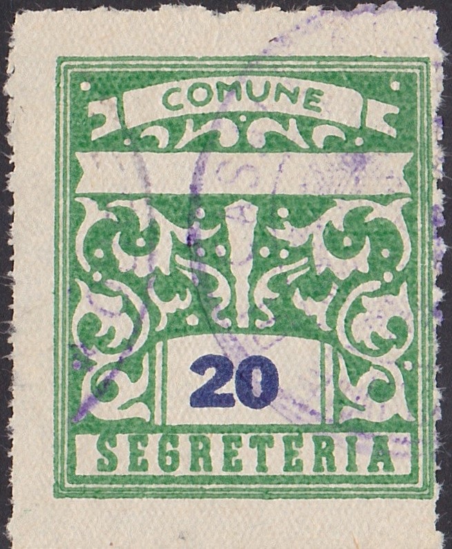 Marca da Bollo del Comune di CASALE CORTE CERRO su Carta Bianca di dimensioni 20 x 25,5 mm