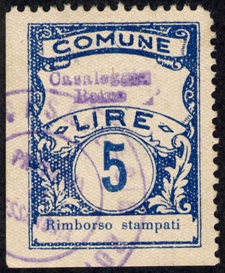 Marca da Bollo del Comune di CASALEGGIO BOIRO su Carta Bianca di dimensioni 22,5 x 29 mm
