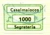 Marca da Bollo del Comune di CASALMAIOCCO su Carta Bianca di dimensioni 18,5 x 13 mm