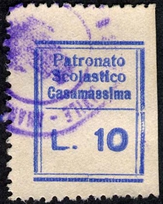 Marca da Bollo del Comune di CASAMASSIMA su Carta Bianca di dimensioni mm