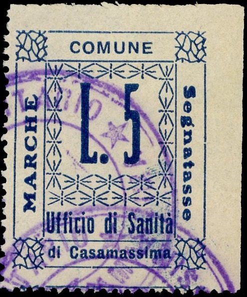 Marca da Bollo del Comune di CASAMASSIMA su Carta Bianca di dimensioni mm