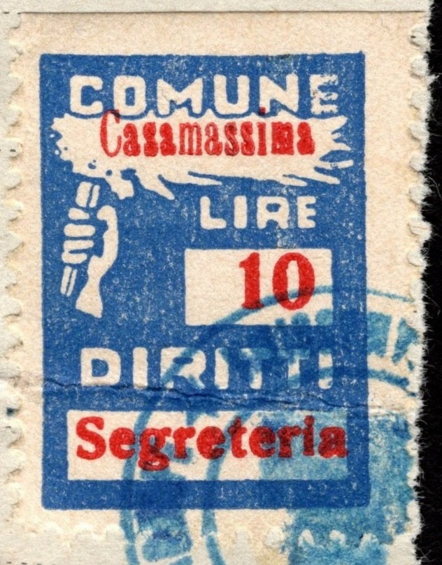 Marca da Bollo del Comune di CASAMASSIMA su Carta Bianca di dimensioni 18 X 25 mm