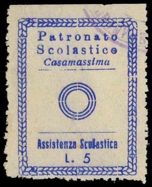 Marca da Bollo del Comune di CASAMASSIMA su Carta Bianca di dimensioni 26.5 x 35,5 mm