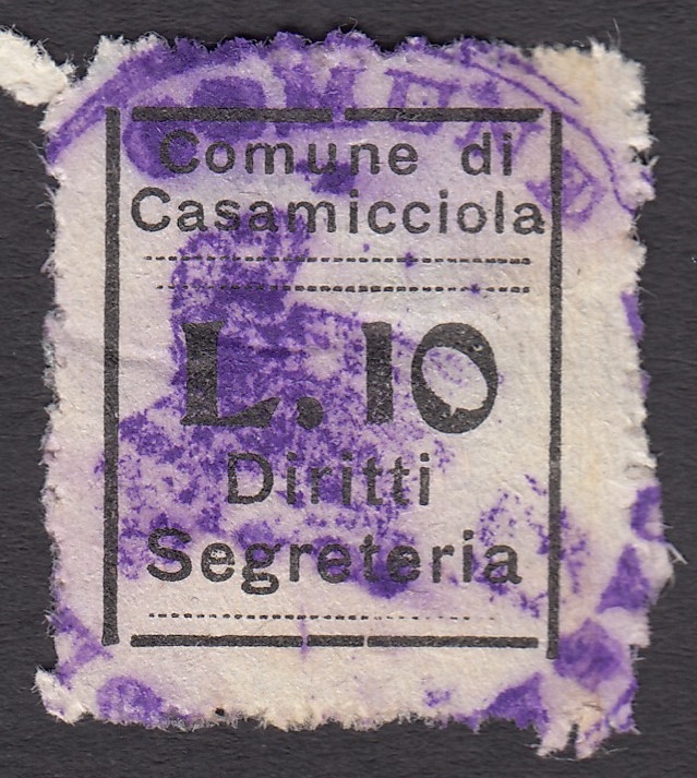 Marca da Bollo del Comune di CASAMICCIOLA TERME su Carta Paglierina di dimensioni 17 x 20 mm