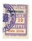 Marca da Bollo del Comune di CASAMICCIOLA TERME su Carta Bianca di dimensioni 18 x 26,5 mm