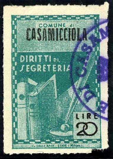Marca da Bollo del Comune di CASAMICCIOLA TERME su Carta Bianca di dimensioni 21,5 x 32,5 mm