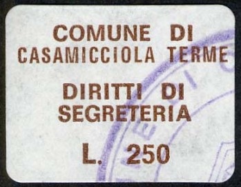 Marca da Bollo del Comune di CASAMICCIOLA TERME su Carta Bianca di dimensioni 19 x 15 mm