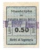Marca da Bollo del Comune di CASARSA DELLA DELIZIA su Carta Bianca di dimensioni 24 x 31 mm