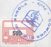 Marca da Bollo del Comune di CASEI GEROLA su Carta Bianca di dimensioni 19 x 14,5 mm