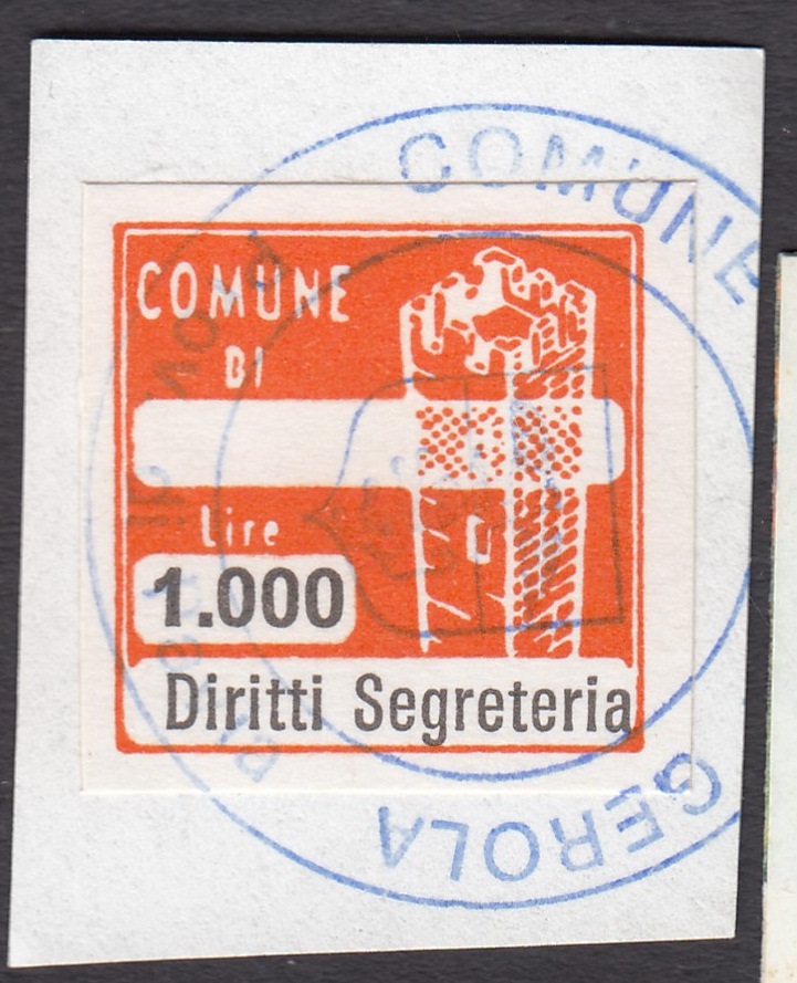 Marca da Bollo del Comune di CASEI GEROLA su Carta Bianca di dimensioni 20 x 20 mm