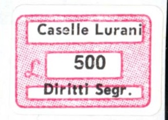 Marca da Bollo del Comune di CASELLE LURANI su Carta Bianca di dimensioni 18,5 x 12,5 mm