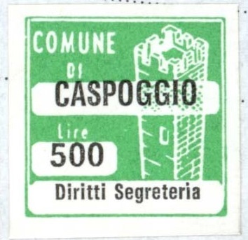 Marca da Bollo del Comune di CASPOGGIO su Carta Bianca di dimensioni 20 x 20 mm