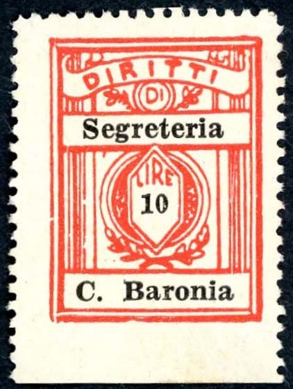 Marca da Bollo del Comune di CASSANO IRPINO su Carta Bianca di dimensioni 21,5 x 28,5 mm