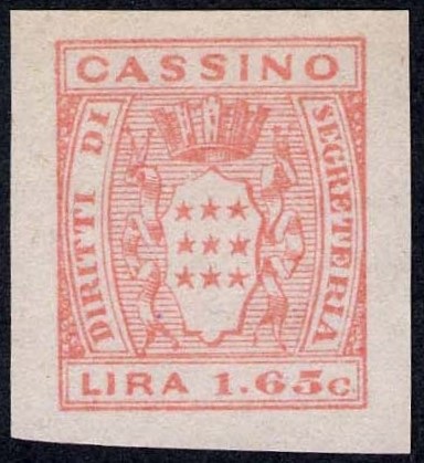 Marca da Bollo del Comune di CASSINO su Carta Bianca di dimensioni 19 x 23 mm