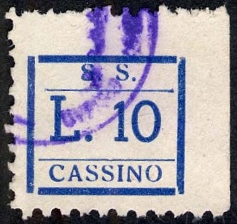 Marca da Bollo del Comune di CASSINO su Carta Bianca di dimensioni 15 x 15 mm