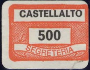 Marca da Bollo del Comune di CASTEL CASTAGNA su Carta Bianca di dimensioni 19 x 14 mm
