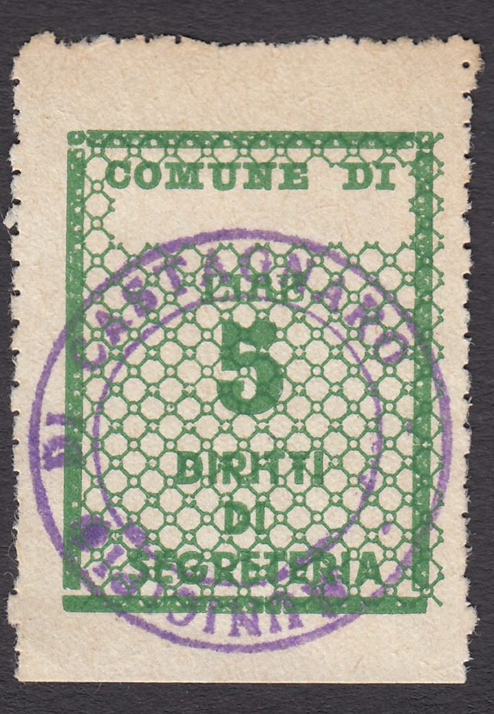 Marca da Bollo del Comune di CASTAGNARO su Carta Bianca di dimensioni 22 x 29 mm