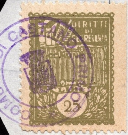 Marca da Bollo del Comune di CASTANO PRIMO su Carta Bianca di dimensioni 22 x 29 mm