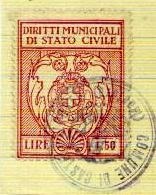 Marca da Bollo del Comune di CASTELBELFORTE su Carta Bianca di dimensioni 26 x 34 mm