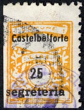 Marca da Bollo del Comune di CASTELBELFORTE su Carta Bianca Sottile di dimensioni 22,5 x 29 mm