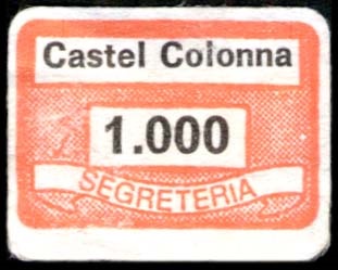 Marca da Bollo del Comune di CASTEL COLONNA su Carta Bianca di dimensioni 19 x 13 mm