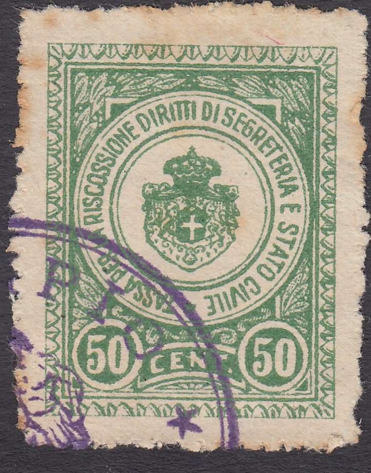 Marca da Bollo del Comune di CASTELLI CALEPIO su Carta Bianca di dimensioni 24 x 30 mm