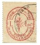 Marca da Bollo del Comune di CASTEL DEL PIANO su Carta Bianca di dimensioni 24 x 29,5 mm