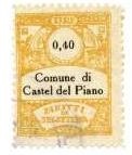 Marca da Bollo del Comune di CASTEL DEL PIANO su Carta Bianca Sottile di dimensioni 21,5 x 28,5 mm