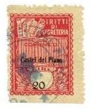 Marca da Bollo del Comune di CASTEL DEL PIANO su Carta Bianca Sottile di dimensioni 22 x 29 mm