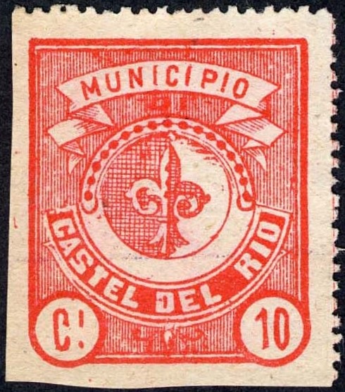 Marca da Bollo del Comune di CASTEL DEL RIO su Carta Bianca Sottile di dimensioni 27 x 31 mm